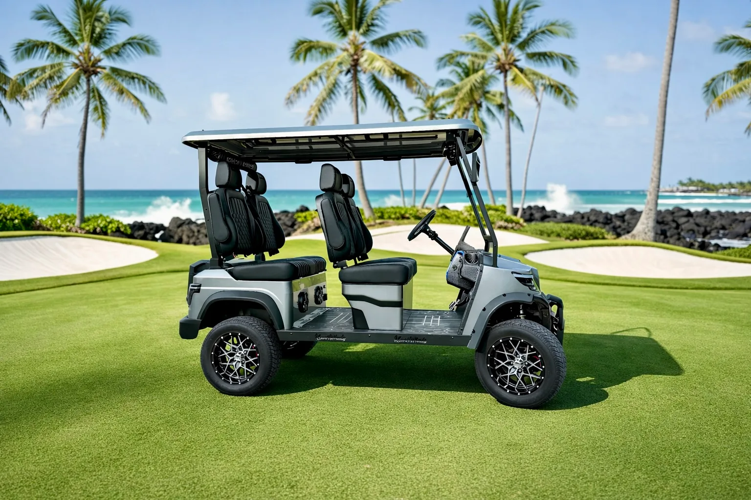 KleverDiamond-4L Solar — Ultra-Luxury AWD 4-Seat Electric Golf Cart with 280 W Solar Roof